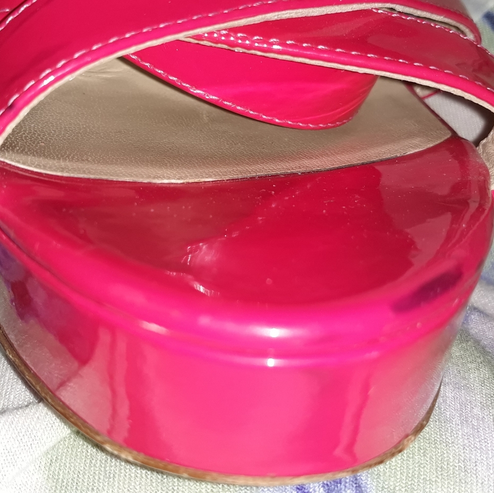 JIMMY CHOO “Louisa" Fuchsia Pink Strappy Platform Sandals Shoes 8.5M pre loved - Picture 9 of 15